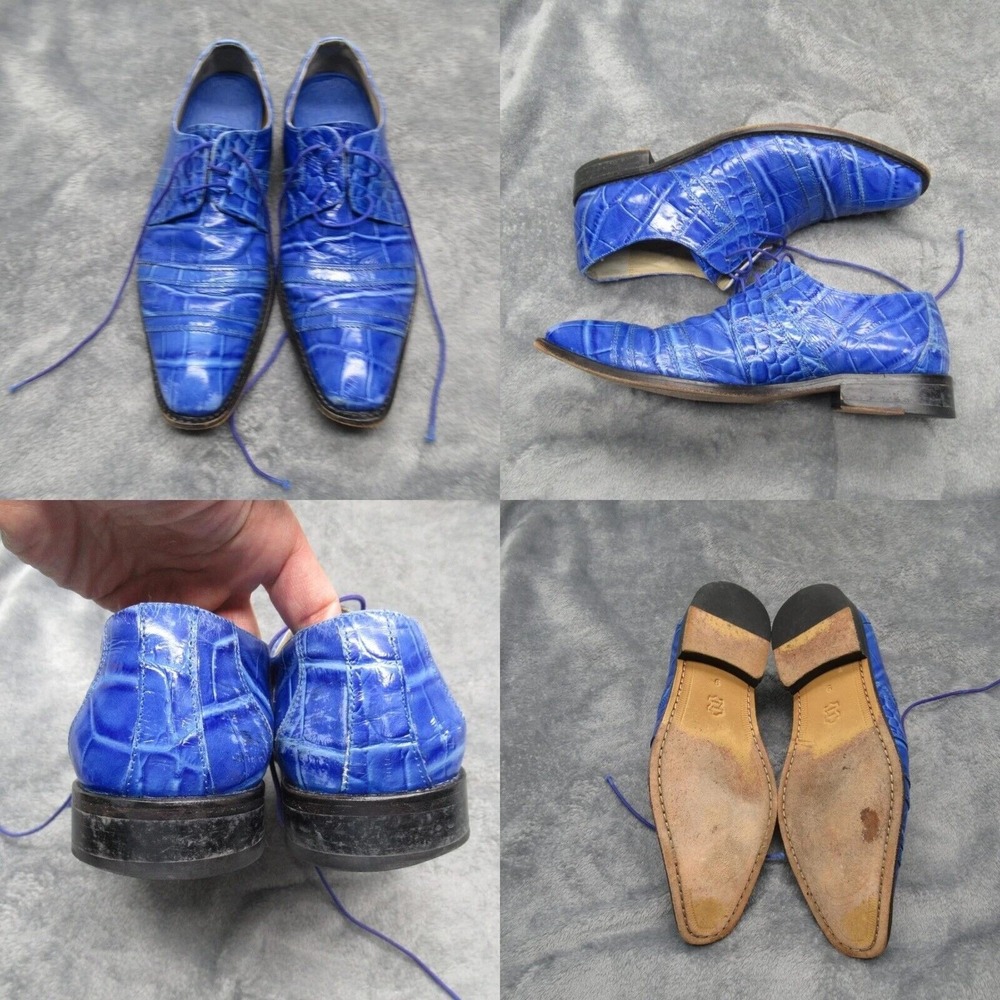 Foot Joy Oxford Shoes Mens 9 Royal Blue Alligator Print Limited Edition RARE‎